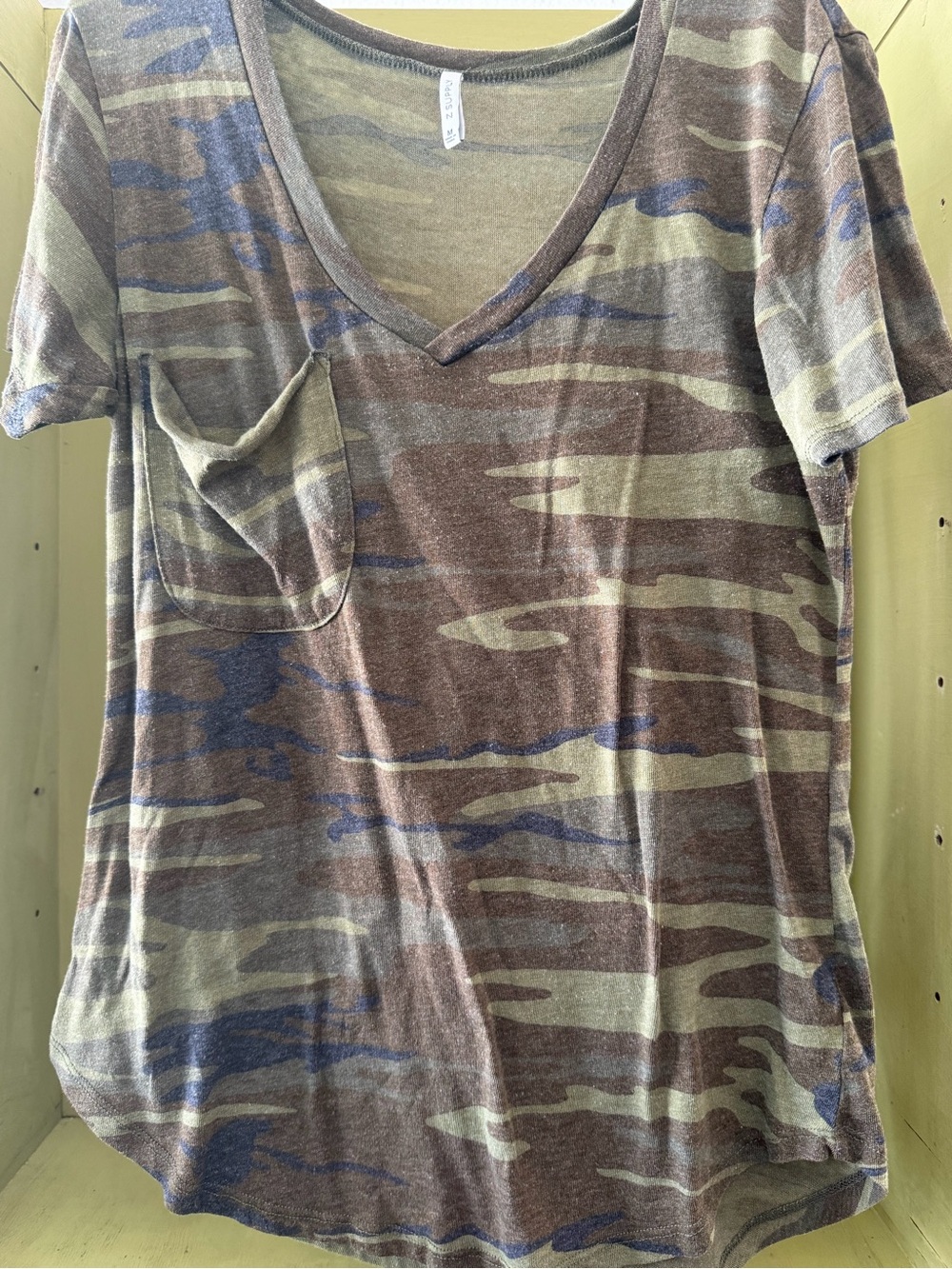 Z Supply Camo V-Neck Pocket Tee - Olive, Brown, Navy